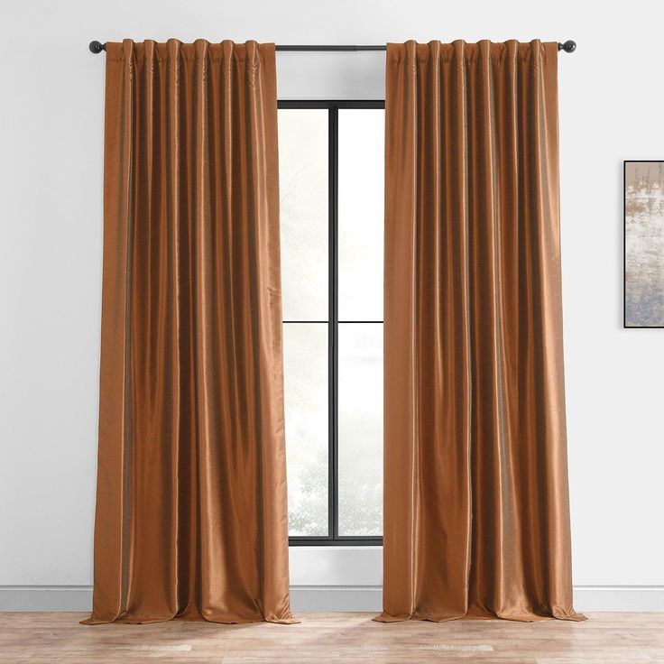 Copper Kettle Vintage Textured Faux Dupioni Silk Blackout Curtain 